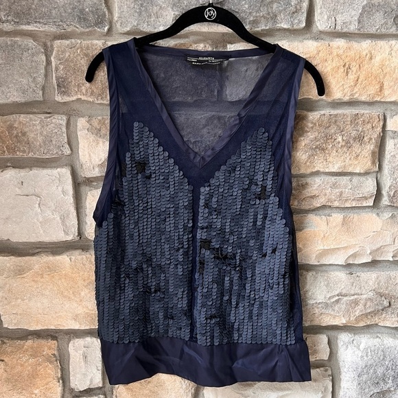 All Saints Hand Embroidered 100% Silk Sheer Top Sz 4 - Picture 1 of 9